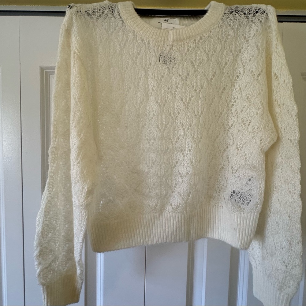 H&M Girls Cream Lace Knit Sweater
